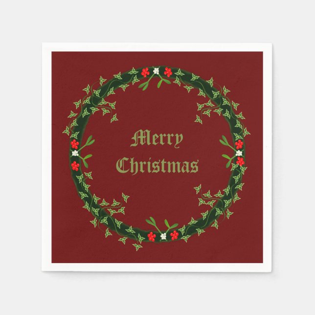 Gothic Christmas Wreath Custom Napkins (Front)