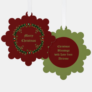 Gothic Christmas Wreath Custom Ornament Card