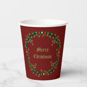 Gothic Christmas Wreath Custom Paper Cups
