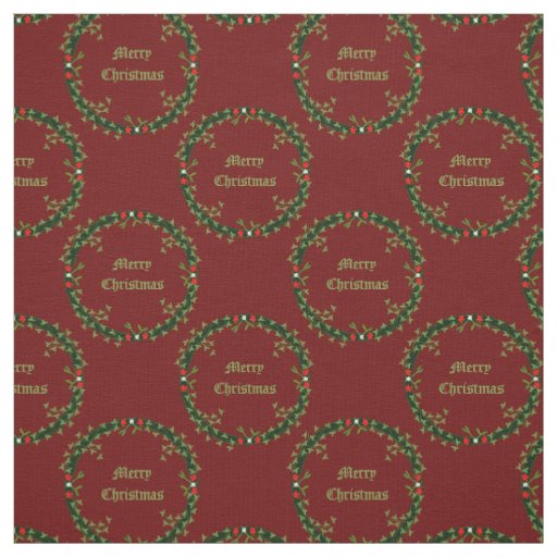 Gothic Christmas Wreath Custom Patterned Fabric