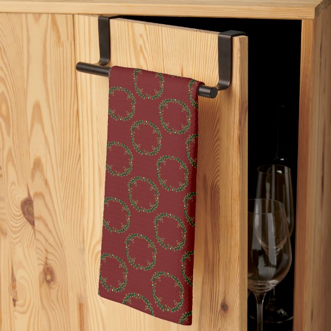 Gothic Christmas Wreath Custom Patterned Kitchen Towel (Thirds Fold)