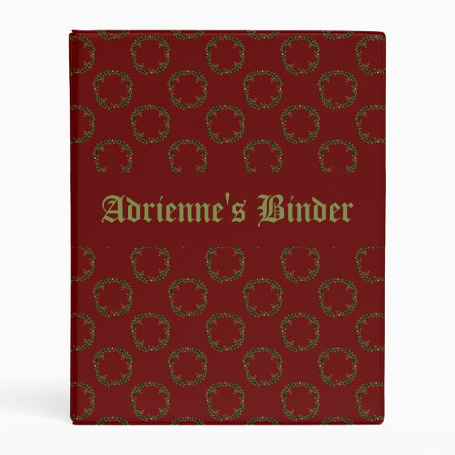 Gothic Christmas Wreath Custom Patterned Mini Binder (Front)
