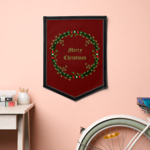 Gothic Christmas Wreath Custom Pennant