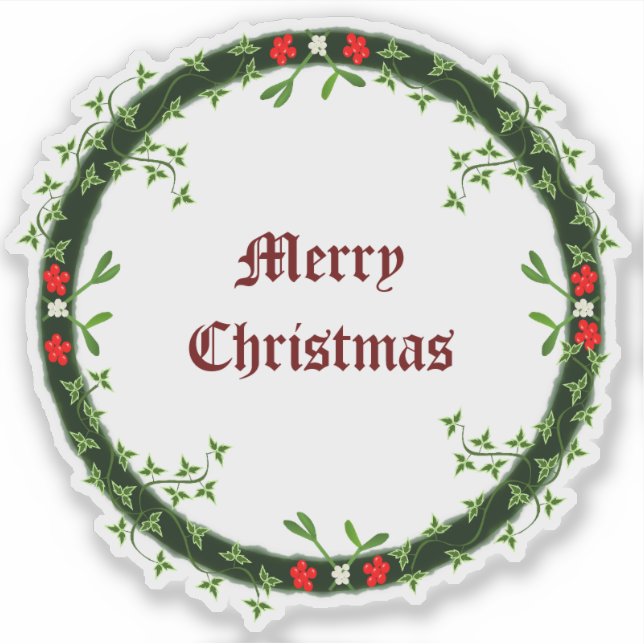 Gothic Christmas Wreath Custom Sticker (Front)