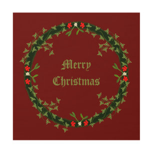 Gothic Christmas Wreath Custom Wood Wall Art