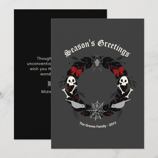 Gothic Christmas Wreath Holiday Card (Front/Back)