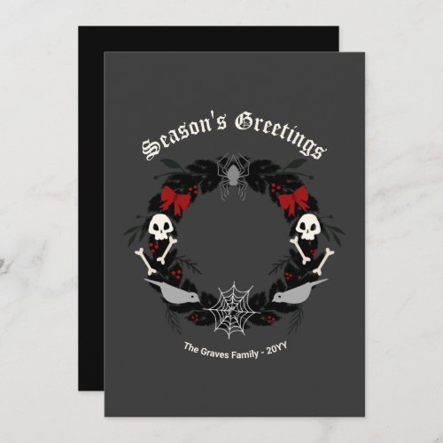 Gothic Christmas Wreath Holiday Card