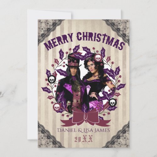 Gothic Christmas Wreath Photo Card