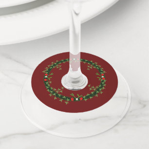 Gothic Christmas Wreath Wine Glass Tag