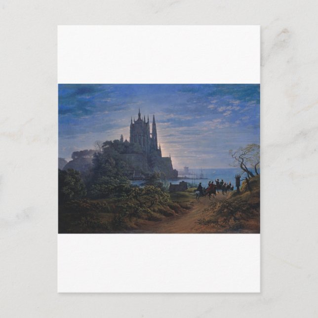 Gothic Church on a Rock by the Sea by K. Schinkel Postcard (Front)