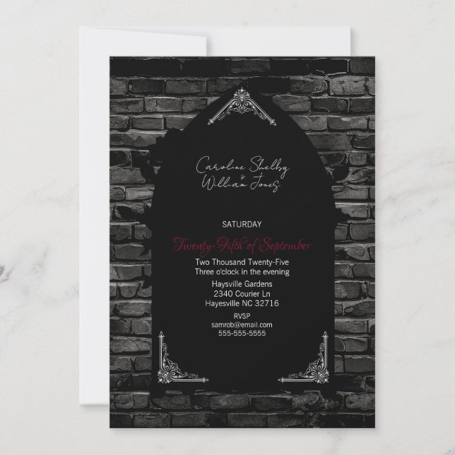 Gothic Church Window Red Rose Invitation (Front)