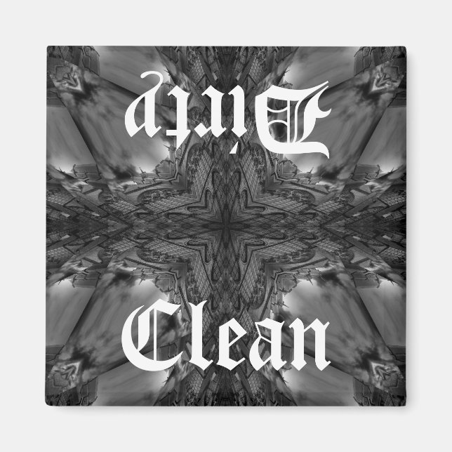 Gothic clean dirty dishwasher kaleidoscope magnet (Front)