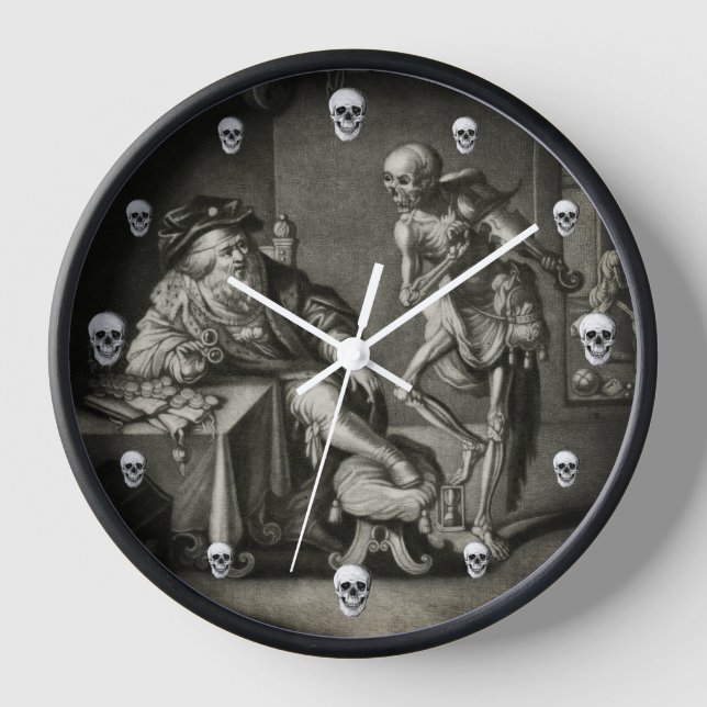 Gothic Clock with Dance of Death ans Skulls (Front)