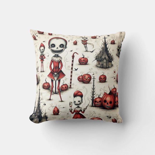 Gothic Clowns  Throw Pillow (Front)