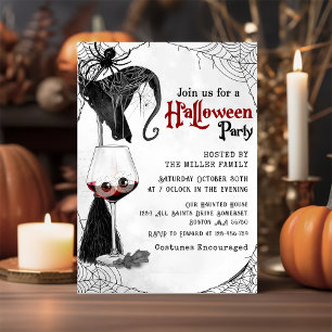 Gothic Cocktail Spider Adult Halloween Party Invitation