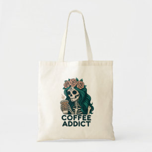 Gothic coffee lover skeleton design tshirts  tote bag
