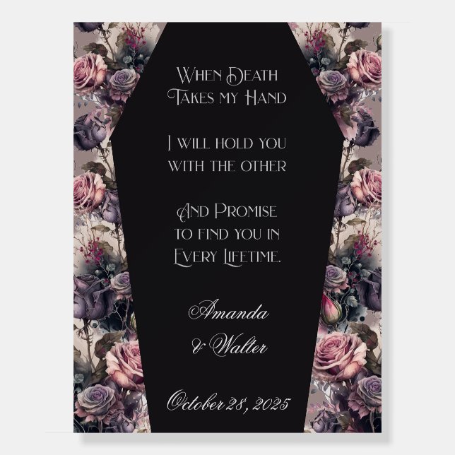 Gothic Coffin Rose Wedding Sign (Front)