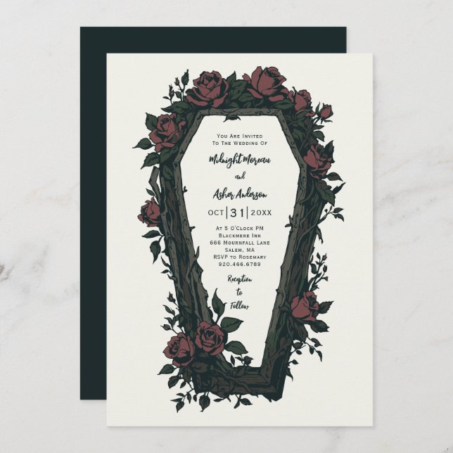 Gothic Coffin Wedding  Invitation (Front/Back)