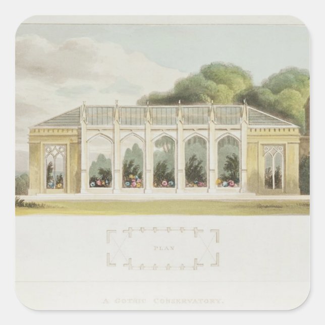 Gothic Conservatory, 1832 Square Sticker (Front)