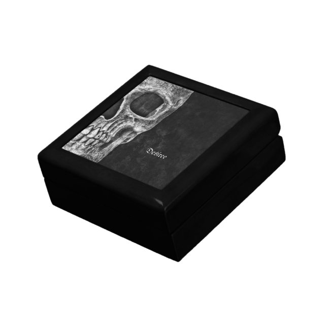 Gothic Cool Half Skull Head Black And White Grunge Gift Box (Side)