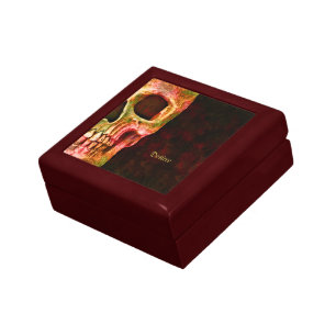 Gothic Cool Half Skull Head Red Green Grunge Gift Box