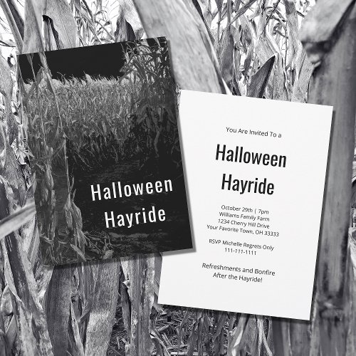 Gothic Cornfield Halloween Hayride Party Invitation