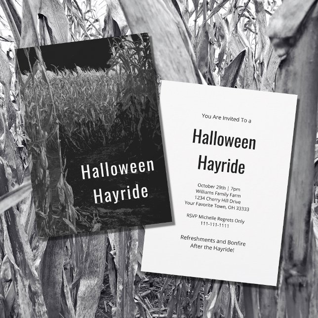 Gothic Cornfield Hayride Halloween Party Invitation (Creator Uploaded)