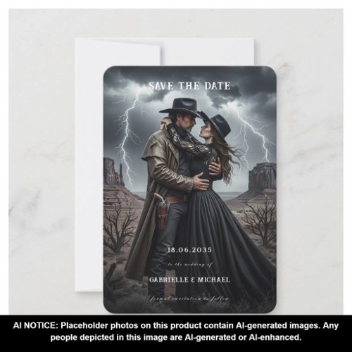 Gothic Couple Dark Western Save The Date