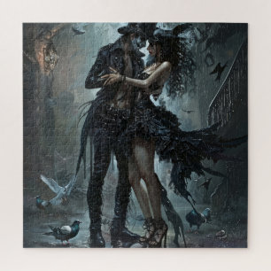 Gothic Couple Embrace in the Street  Jigsaw Puzzle