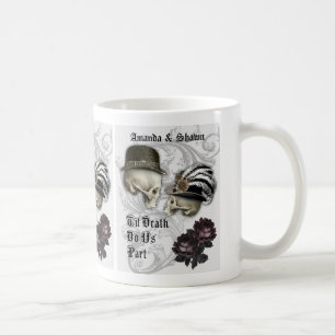 Gothic Couple in Love Skulls Custom Coffee Mug