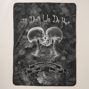 Gothic Couple Kissing Skulls Sherpa Blanket