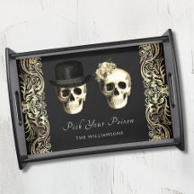 Gothic Couple Skull Roses Halloween Personalized 