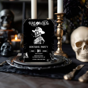 Gothic Cowboy Skeleton Art Invitation
