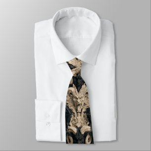 Gothic Cream and Black Baroque Horned Devil Neck Tie