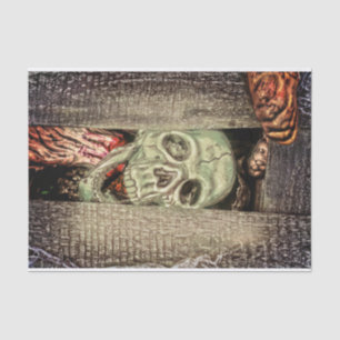 Gothic Creepy Green Skull Head Tissue Paper