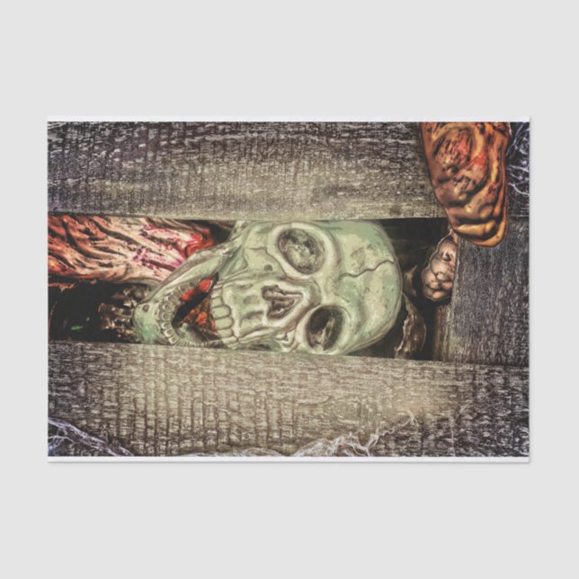 Gothic Creepy Green Skull Head Tissue Paper (Front)