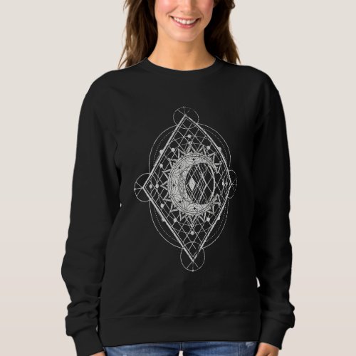Gothic Crescent Moon Sacred Geometry Pagan Occult Sweatshirt