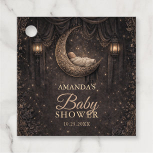 Gothic Crescent Moon Stars Baby Shower Favor Tags