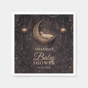 Gothic Crescent Moon Stars Baby Shower Napkins