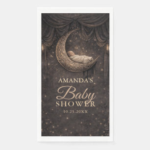 Gothic Crescent Moon Stars Baby Shower Paper Guest Towels