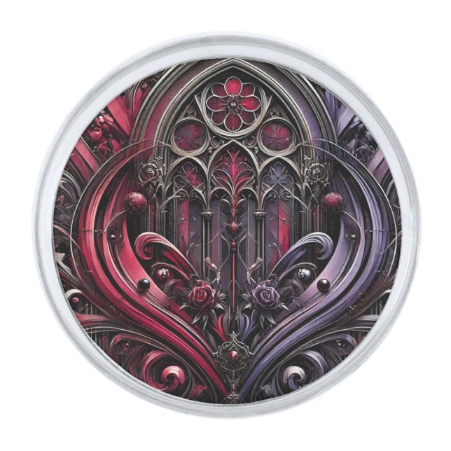 Gothic Crimson Rose Lapel Pin (Front)