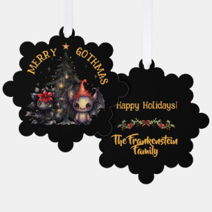 Gothic Critters And Christmas Tree Ornament Card