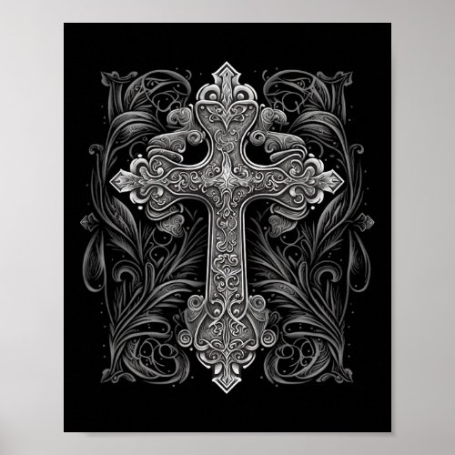 Gothic Cross Christian Graphical Design For Christ Poster