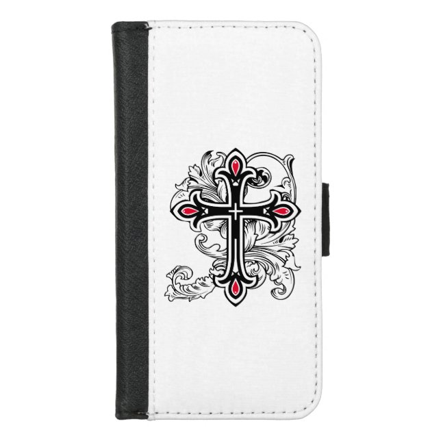 Gothic cross iPhone wallet case (Front)