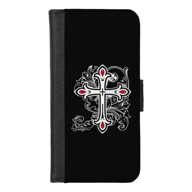 Gothic cross iPhone wallet case (Front)