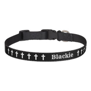 Gothic cross pattern black and white pet collar