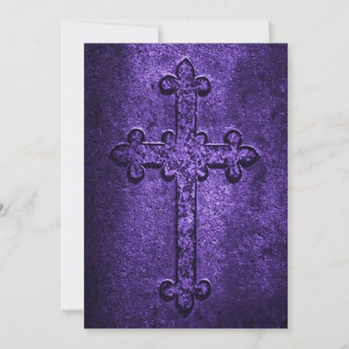 Gothic Cross Wedding Invitation in Purple