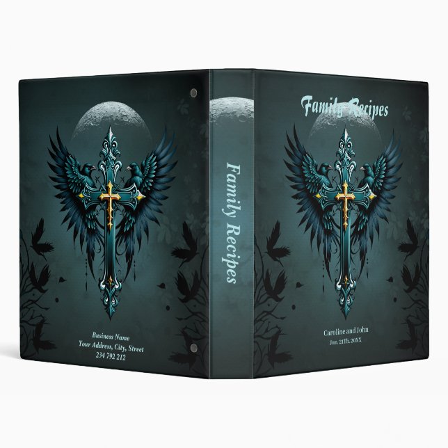 Gothic cross with decorative elements and birds. 3 ring binder (Background)