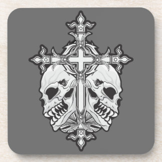 Gothic Cross with Skulls Beverage Coaster