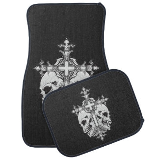 Gothic Cross with Skulls Car Mat